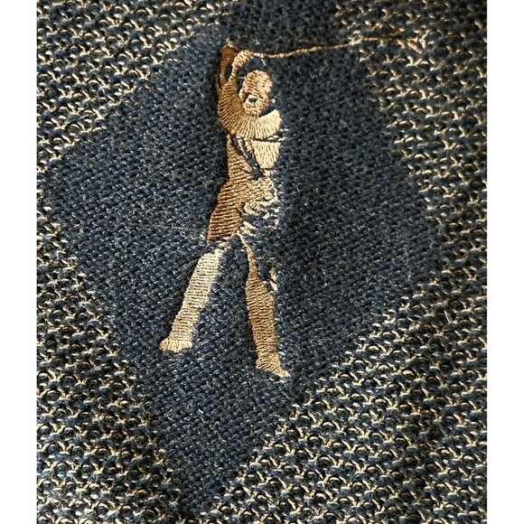 Vtg Mens Argyle Embroidered Golf Sweater Grandpa Preppy Academia 100% Cotton L - Picture 7 of 9